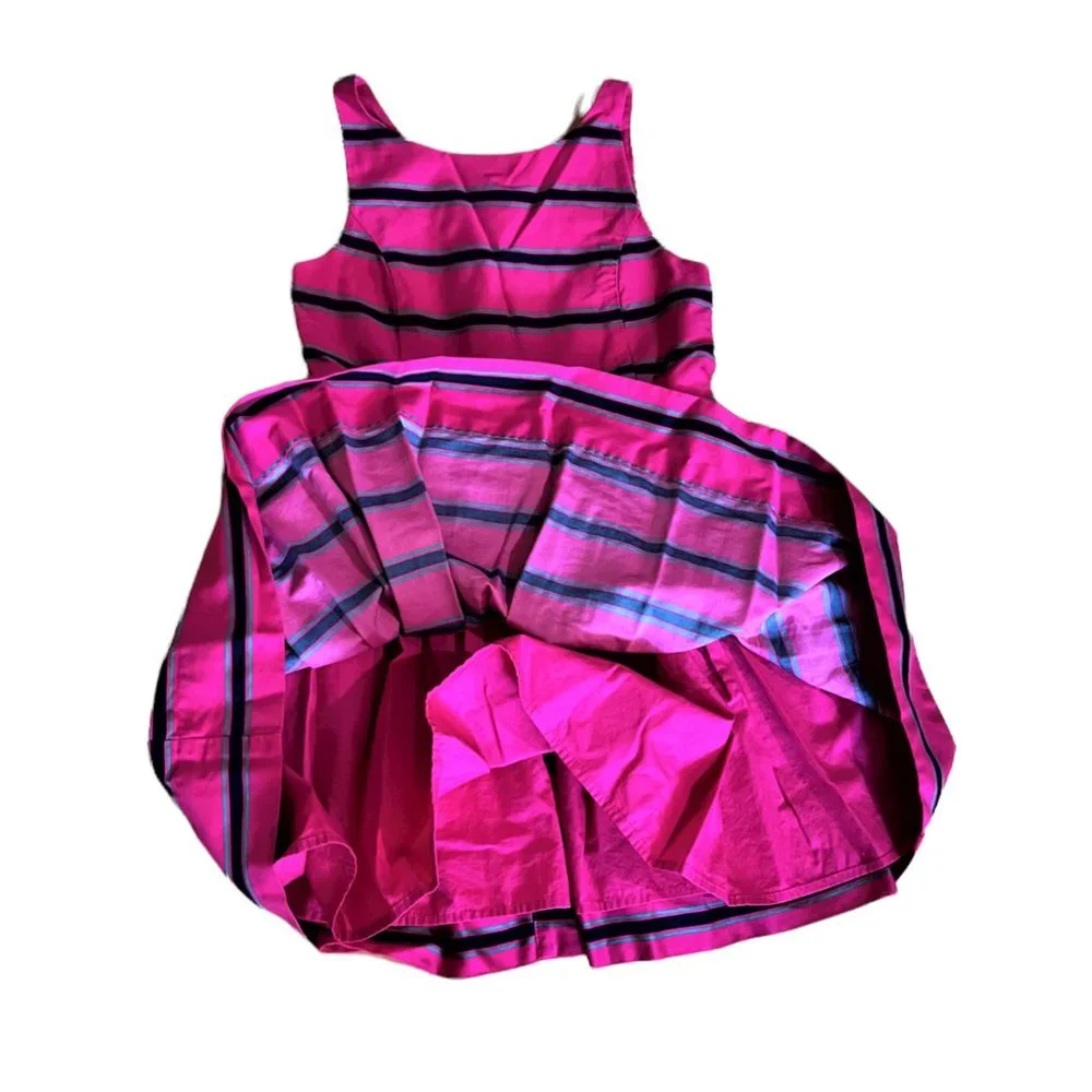 Girl's Ralph Lauren Pink Striped Sleeveless Button-Down Back Dress, Size 8